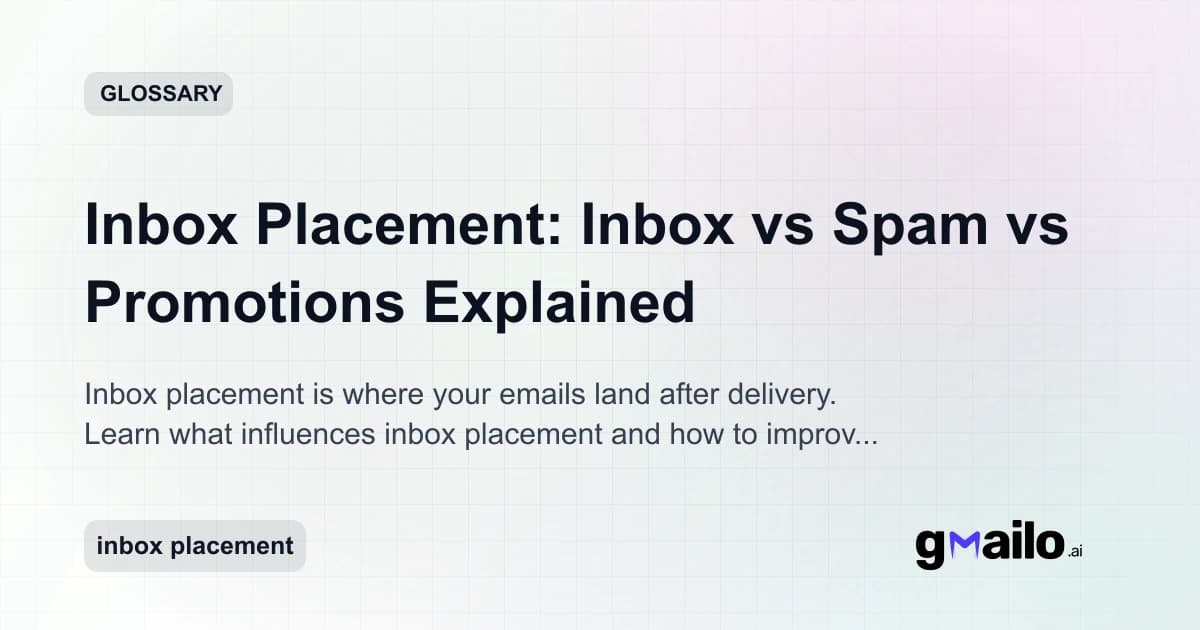 Inbox Placement: Inbox vs Spam vs Promotions Explained glossary thumbnail