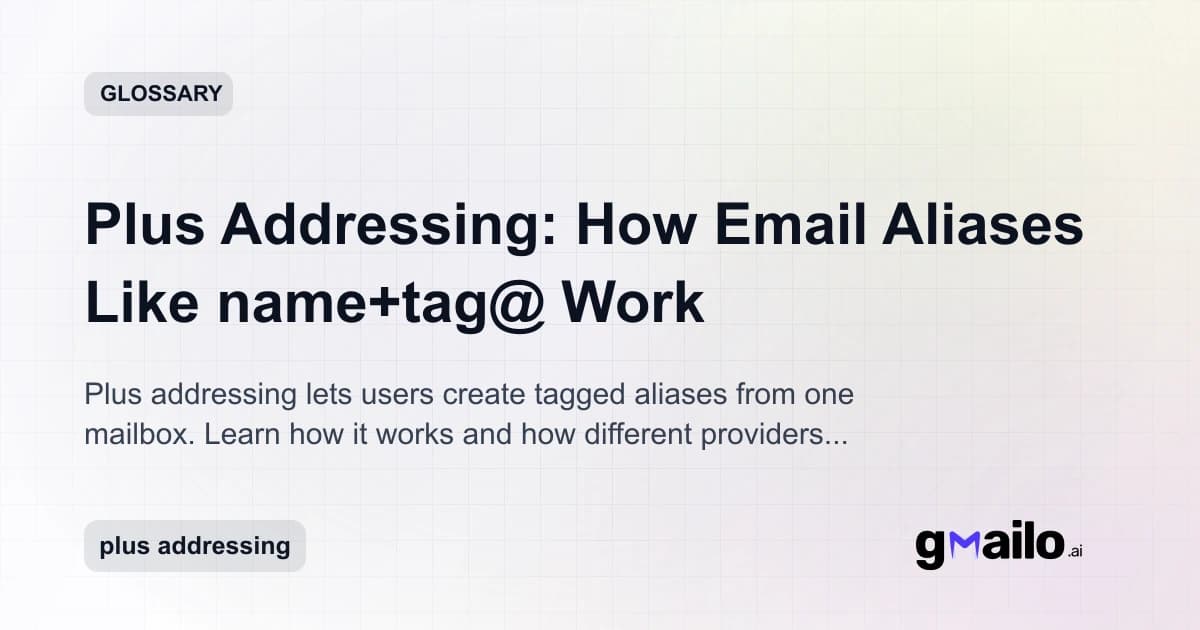 Plus Addressing: How Email Aliases Like name+tag@ Work glossary thumbnail